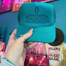 Load image into Gallery viewer, Jade Boot Stitch Trucker Hat (Black)