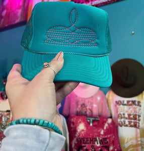 Jade Boot Stitch Trucker Hat (Neon Pink)