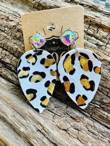 Lovely Leopard Earrings (White)