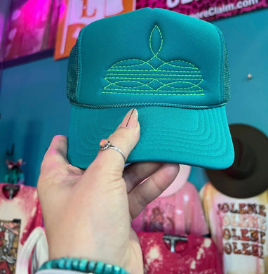 Boot Stitch Trucker Hat (Neon Green)