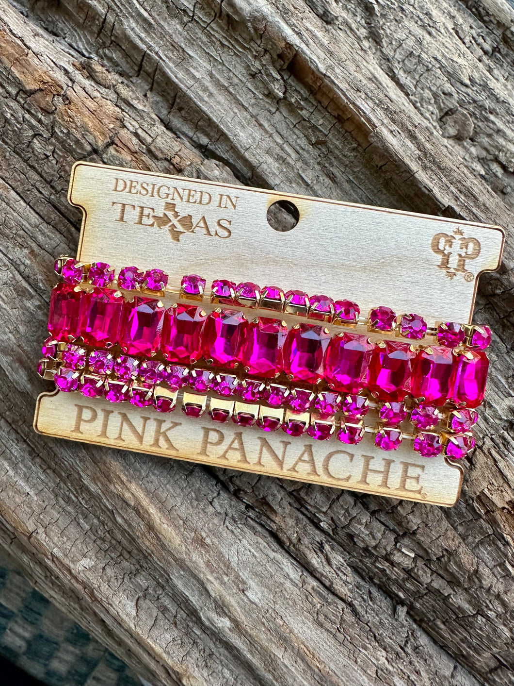 Fuchsia Rhinestone Bracelet Stack