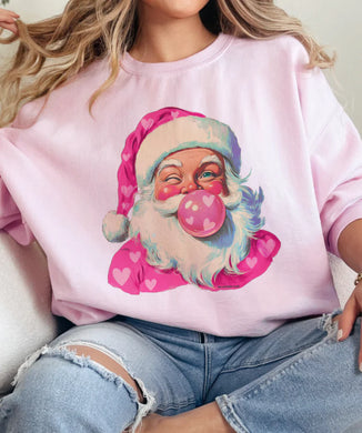 Vintage Santa Sweatshirt (Pink)