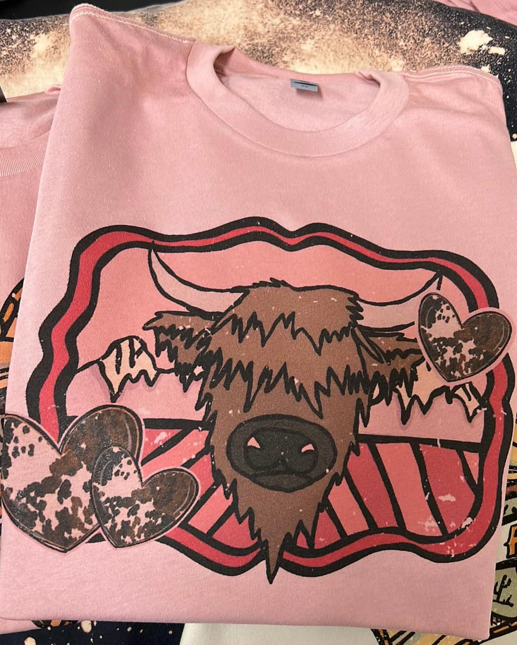 Highland Cow Tee (Desert Rose)