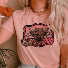 Load image into Gallery viewer, Highland Cow Tee (Desert Rose)