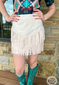 Forth Worth Fringe Skirt (Cream)
