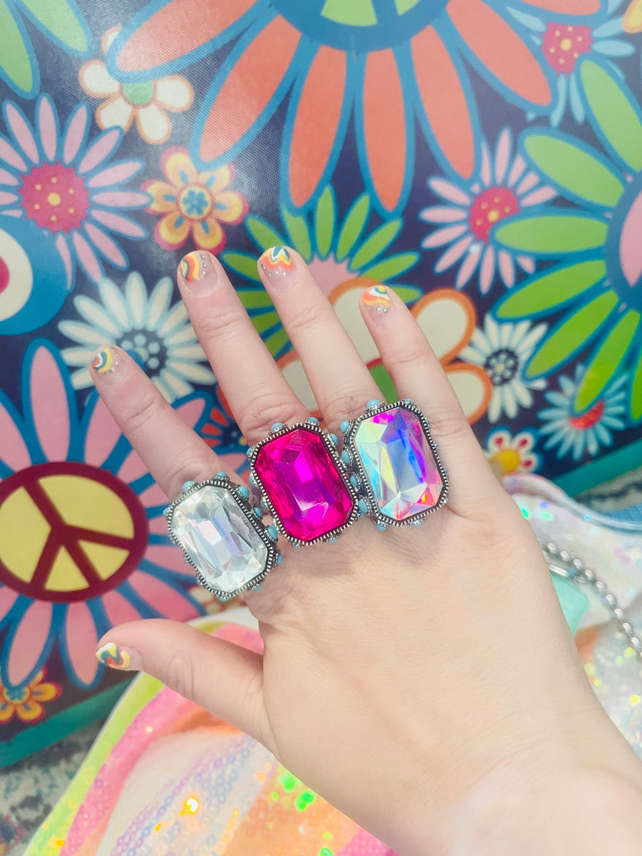 Rhinestone Rings – The Turquoise Leopard