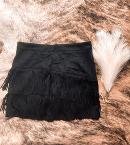 Fort Worth Fringe Skirt (Black)