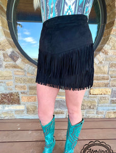 Fort Worth Fringe Skirt (Black)